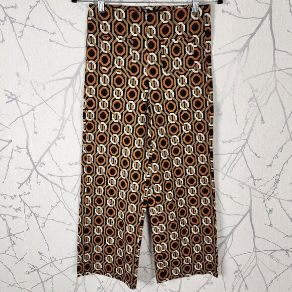 Jules & Leopold Pants - Jules & Leopold Geometric Print High Rise Pull On Wide Leg Crop Pants